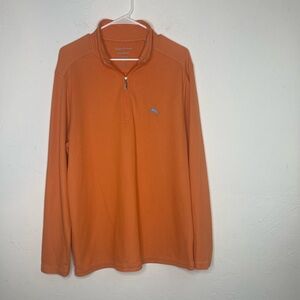 Tommy Bahama Island-zone Supima Relax 1/4 zip Pullover Orange Men’s L